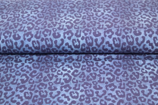 Jersey Leoparden Animal Print Jeansoptik Blau