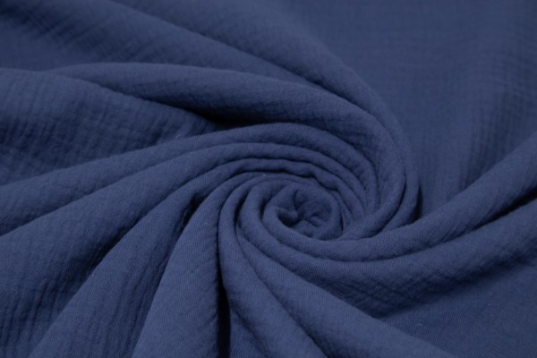 Musselin Muslin Uni Double Gauze - Jeans Blau - Blue