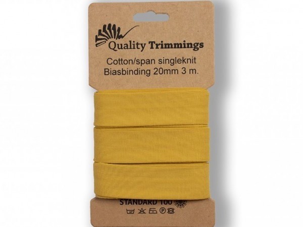Schrägband Jersey 20mm x 3 Meter Curry - Gelb - Yellow - Senfgelb