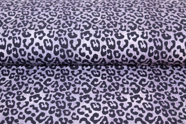 Jersey Leoparden Animal Print Jeansoptik Grau