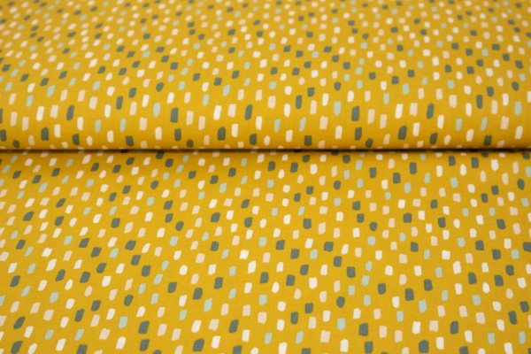 Baumwolle Poplin Punkte Dots - Kombi Stoff für Regenbogen - Occre - Gelb