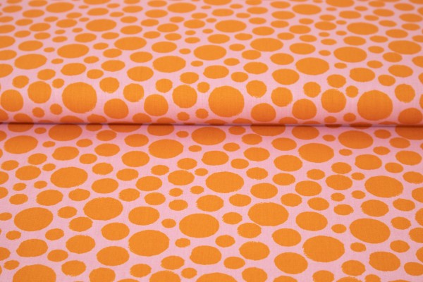 Baumwolle Popeline Dots - Punkte - Orange rosa
